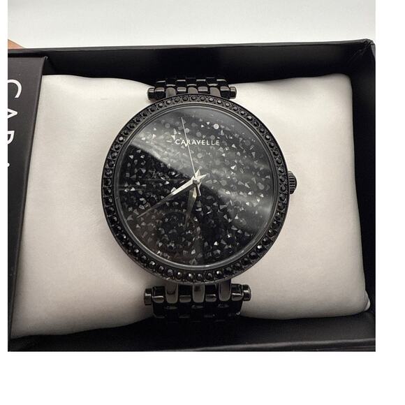 Caravelle by Bulova Bracelet Watch Modern 45L171 Black Pavé Stainless Steel - Picture 7 of 15